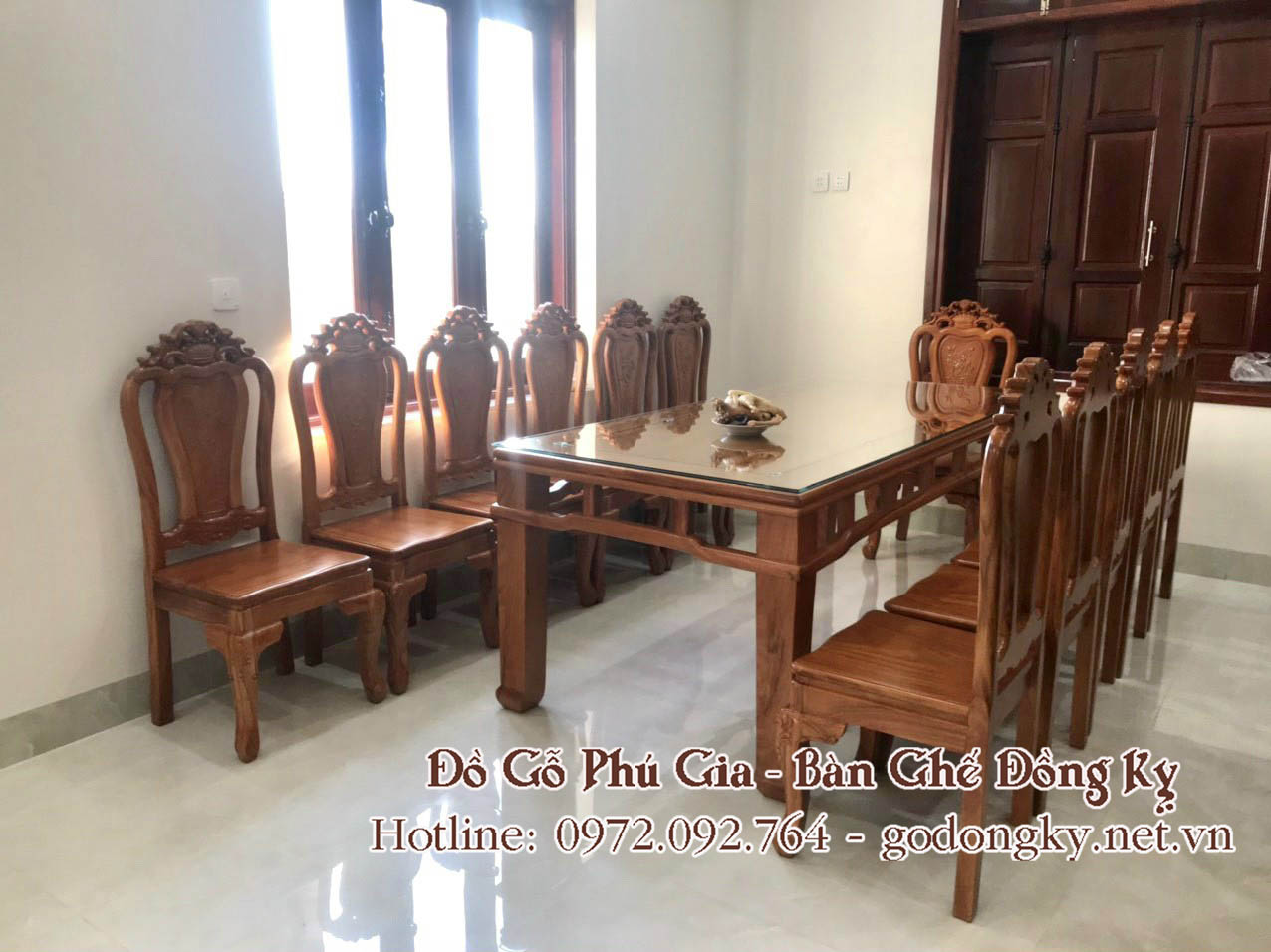 bộ bàn ăn giá rẻ gỗ hương bàn hình chữ nhật